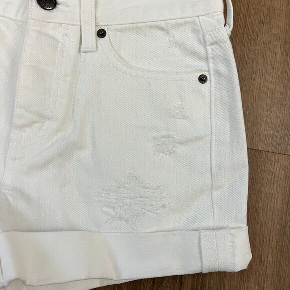 J Crew White Roll Cuff Distressed Jean Shorts Sz 24 - Picture 3 of 8